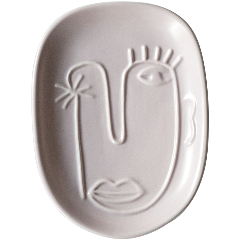 Creative simple household character ceramic large soap holder soap box dish ins jewelry storage plate storage rack