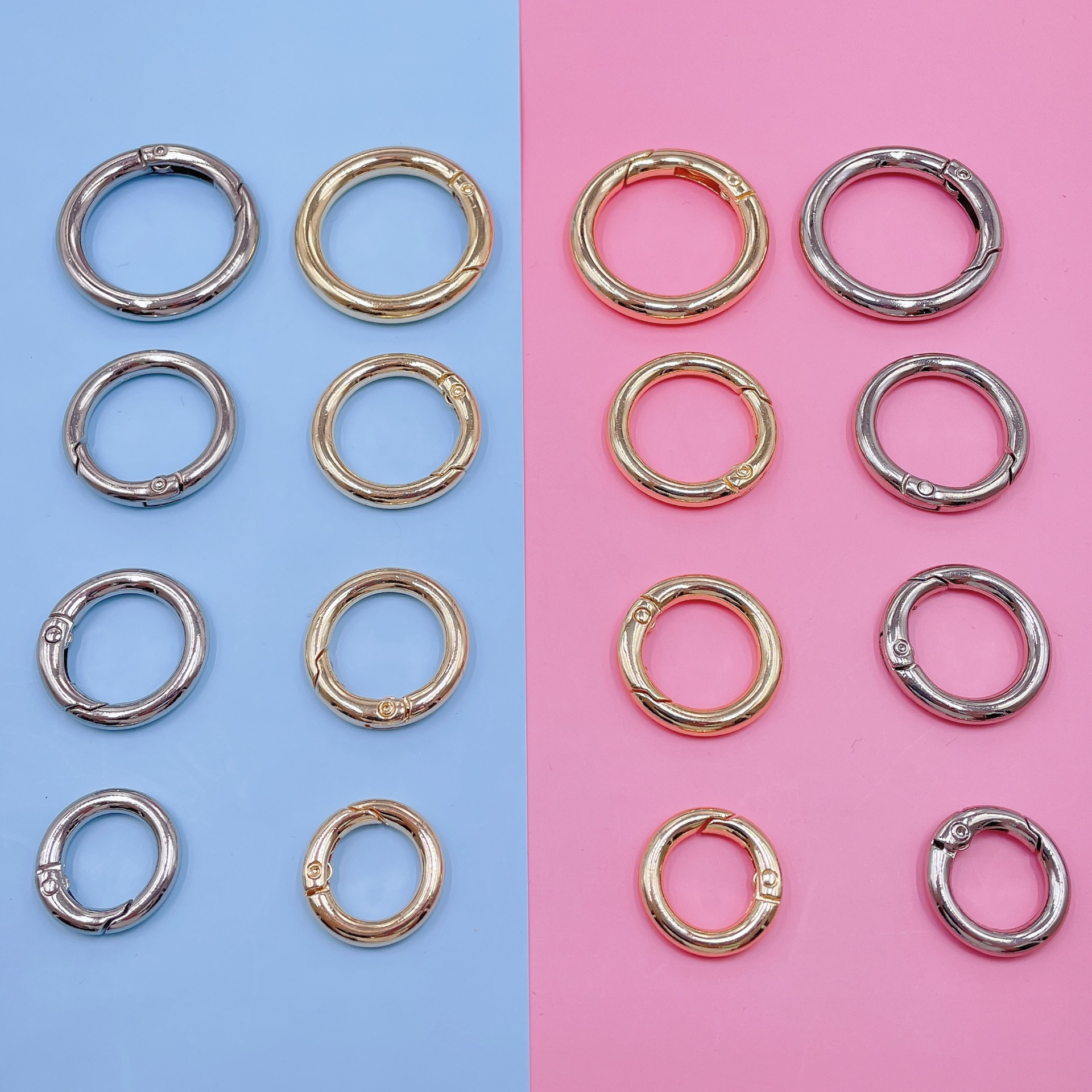 Zinc alloy spring buckle hanging plated spring ring bag DIY accessories open ring bag hanging buckle fur ball pendant