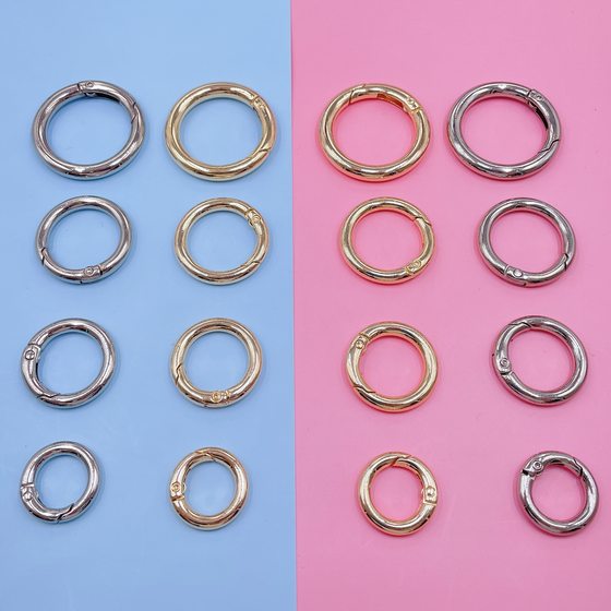 Zinc alloy spring buckle hanging plated spring ring bag DIY accessories open ring bag hanging buckle fur ball pendant