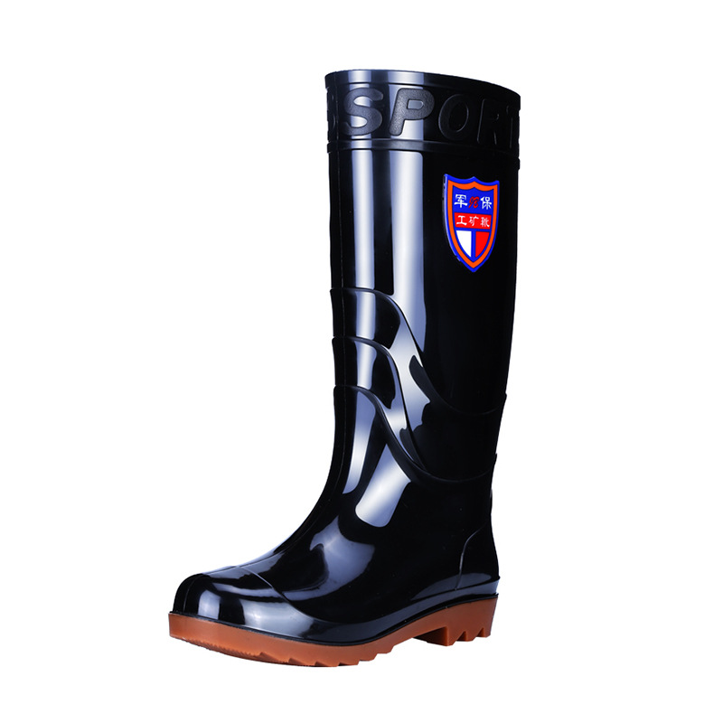 Mid-barrel rain boots men's thickened beef tendon sole non-slip wear-resistant factory labor water shoes adult rain boots wholesale rubber shoes overshoes
