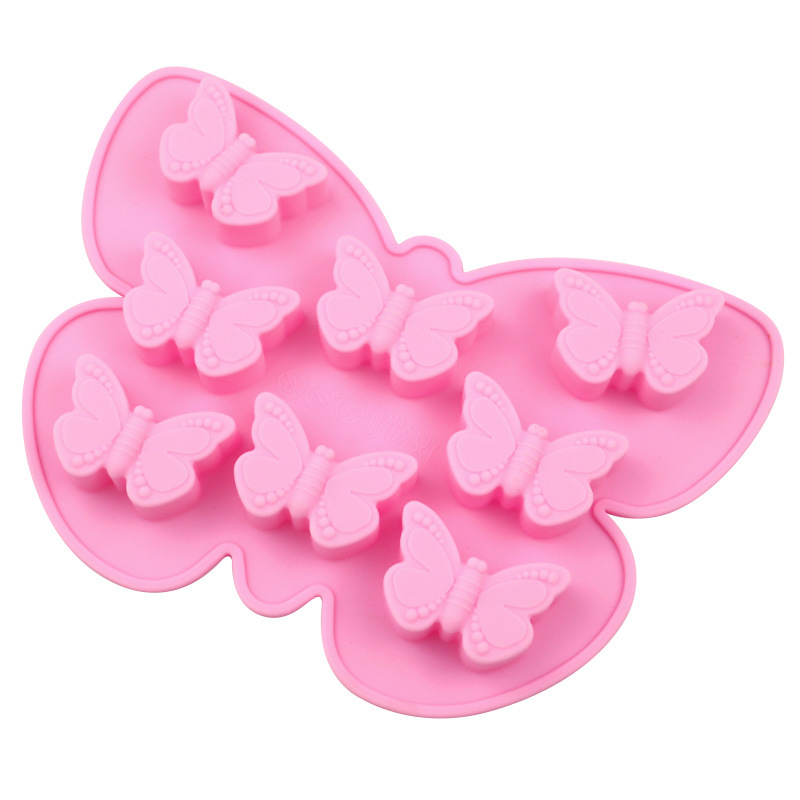 Spot wholesale 8 even Butterfly silicone chocolate mold children's candy mold hand drop glue decorative mold