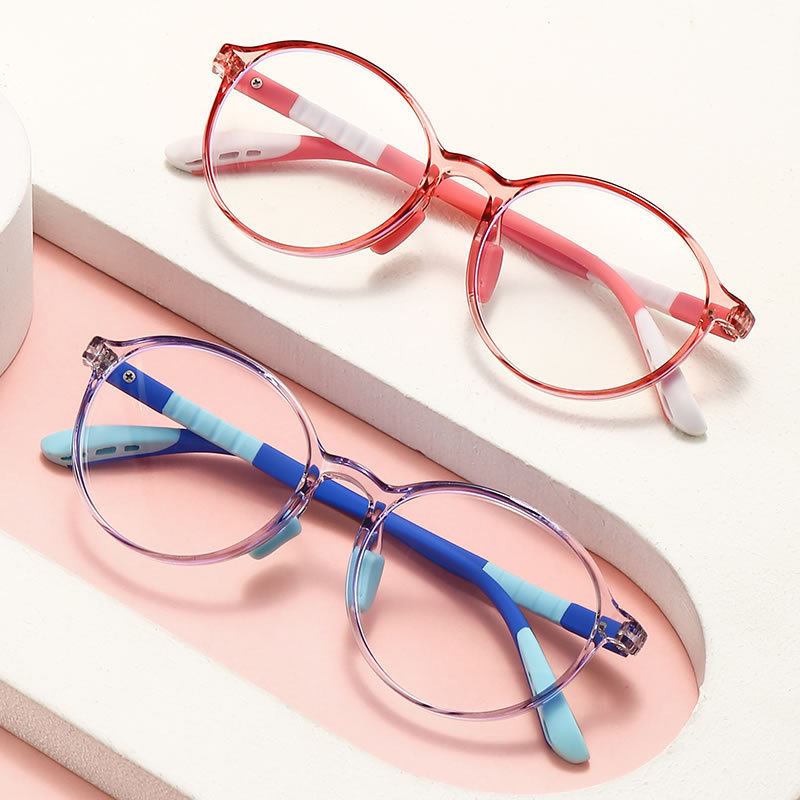 新款TR90防蓝光儿童眼镜男女平光学生护目镜圆框款可配近视5289