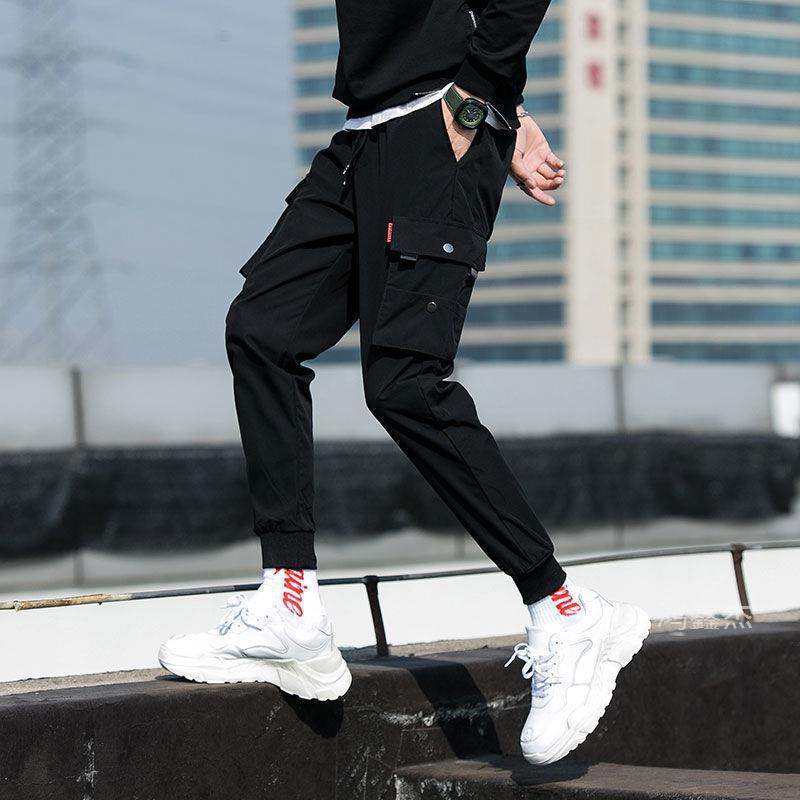 Hongxinjie autumn and winter casual pants men's workwear fleece-lined sweatpants men's ankle-tied sports pants trendy overalls manufacturer