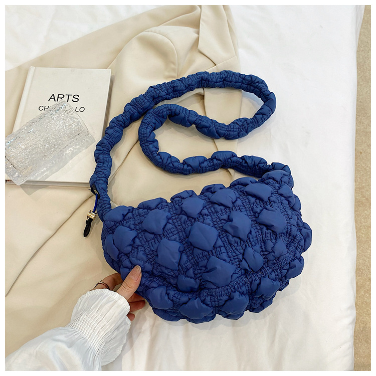 Borsa da donna Niche Bubble Borsa monospalla sottobraccio Borsa coreana in cotone Borsa a tracolla casual Borsa a nuvola plissettata_voghion.com