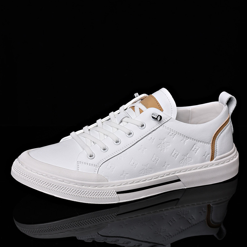 Men's Casual Shoes 2024 Spring and Summer New Korean Style Trendy Leather Shoes Men's Breathable Single-layer Shoes Soft-soled White Shoes Men's All-match