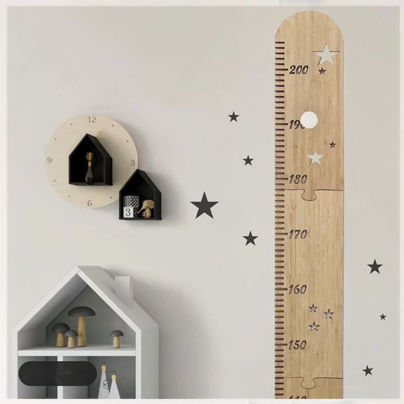 Cross-border Wooden Children's Day Gift Height Ruler Children's Room Splicing Wooden Stars Growth Measuring Ruler Height