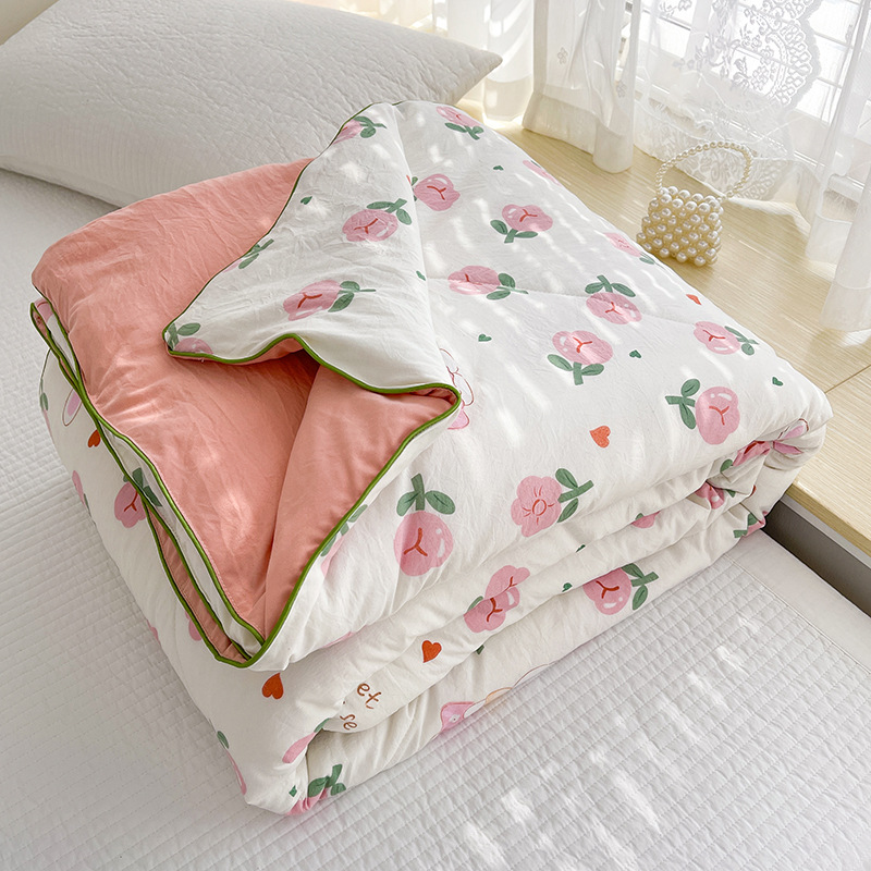 Spring and summer new printed washed double-layer yarn soybean fiber summer bedding air conditioning bedding summer thin bedding live wholesale generation