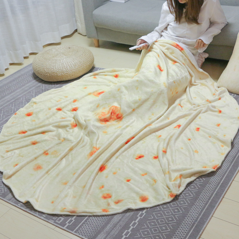 Internet red funny flannel blanket burrito pizza blanket coral fleece blanket wholesale air conditioning blanket