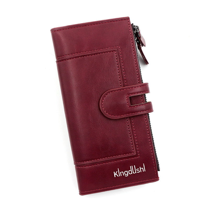 New Korean style women's long wallet zipper buckle PU large capacity multi-card pocket clutch wholesale