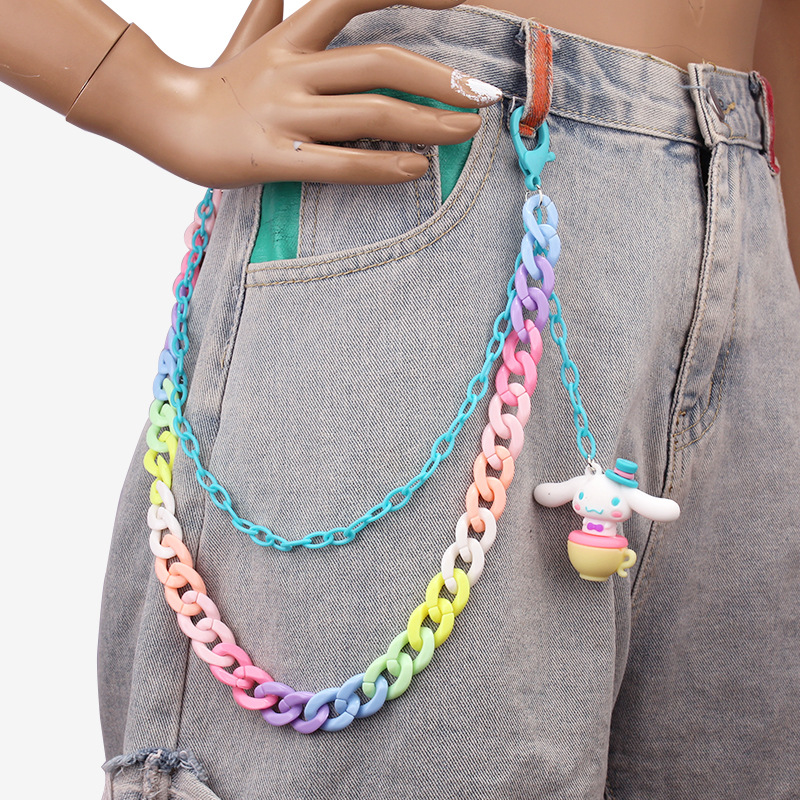 Europe and the United States cross-border candy color double-layer resin ultra-light pants chain Jade Cinnamon dog little monster animal soft ceramic accessories pendant - ShopShipShake