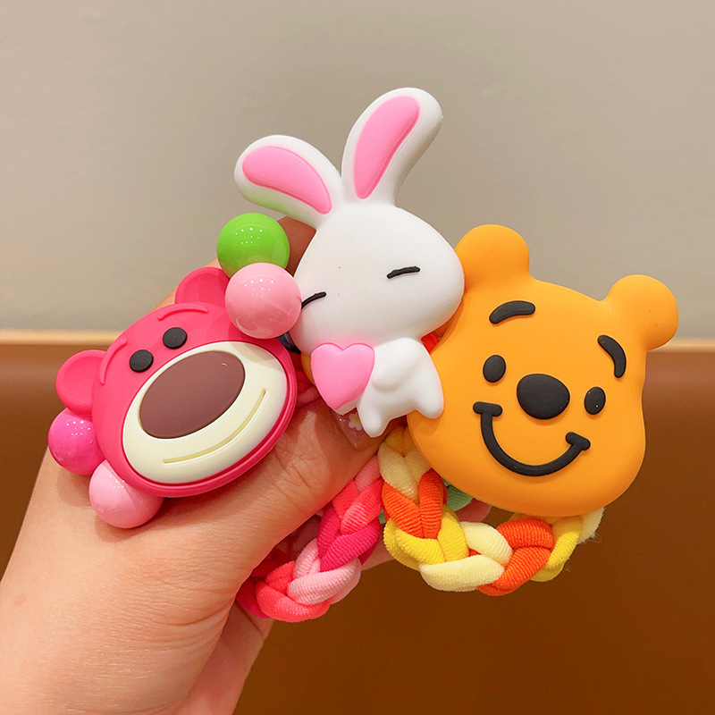 Children's cute cartoon dog headband new little girl woven hair rope headdress girl's large durable rubber band