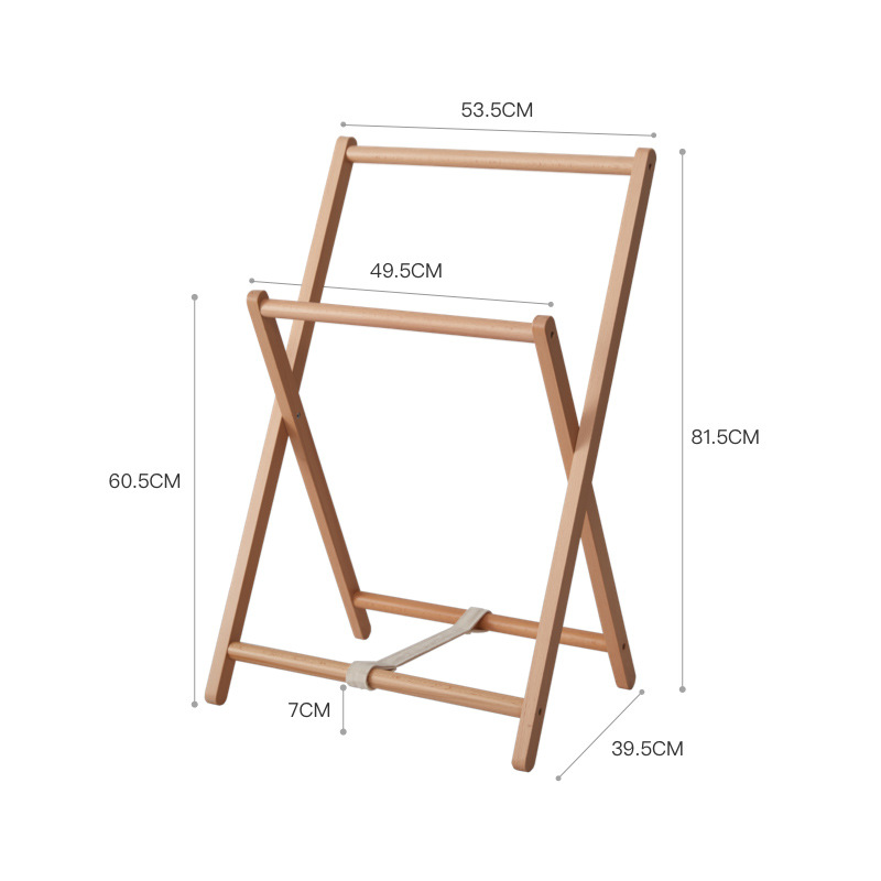 Nordic Solid Wood Floor Clothes Rack Clothes Storage Rack Japanese-style Multi-functional Household Indoor Bedside Folding Clothes Hanger