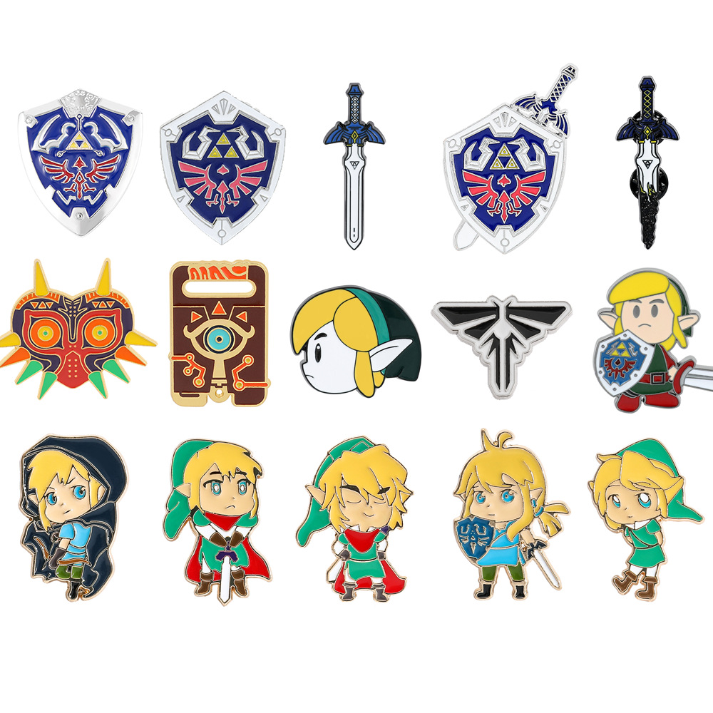 Cross-border Hot Sale The Legend of Zelda Wilderness Interest Metal Badge Zelda Brooch Link Kingdom Tears Shield