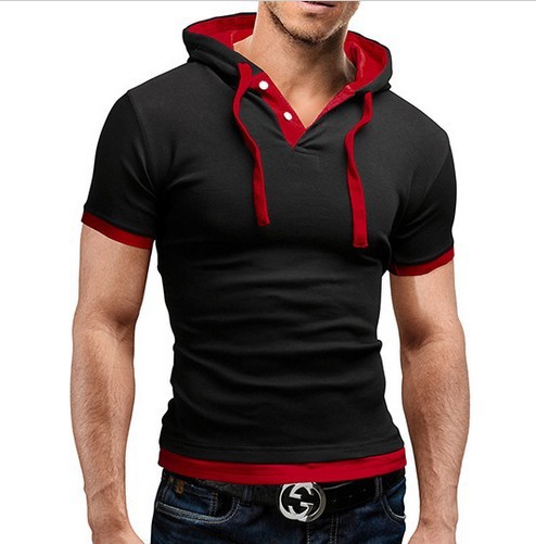 Foreign trade wholesale AliExpress hot new short sleeve hanging rope hooded short sleeve T-shirt DT08