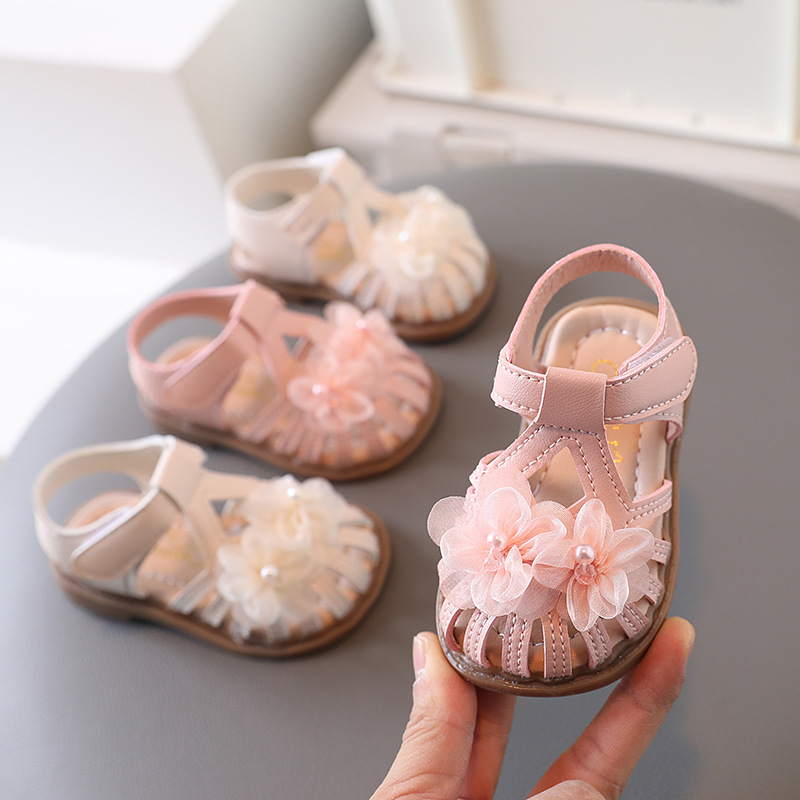 夏季新款韩版女童小花公主凉鞋包头宝宝时尚软底小女孩学步鞋