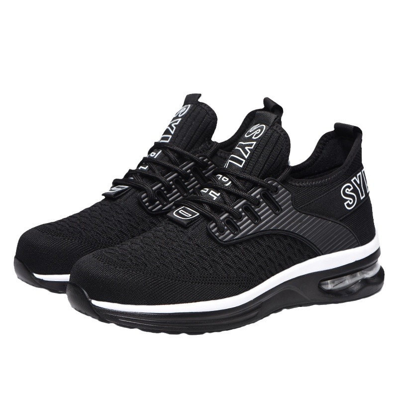 Cross-border Lightweight Safety Shoes Men's Breathable Steel Toe Flying Woven eva Air Cushion Bottom Safety Shoes Anti-smashing and Puncture-resistant Work Shoes