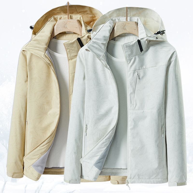 2023 Temperature Sensing fleece-lined Cotton Clothes Rush Clothes Couple's Windproof and Waterproof Remote Grain Single Jacket Embroidered