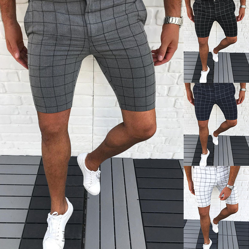 Summer European and American Cross-border Special for New Men's Plaid Casual Shorts wish AliExpress Amazon Explosions