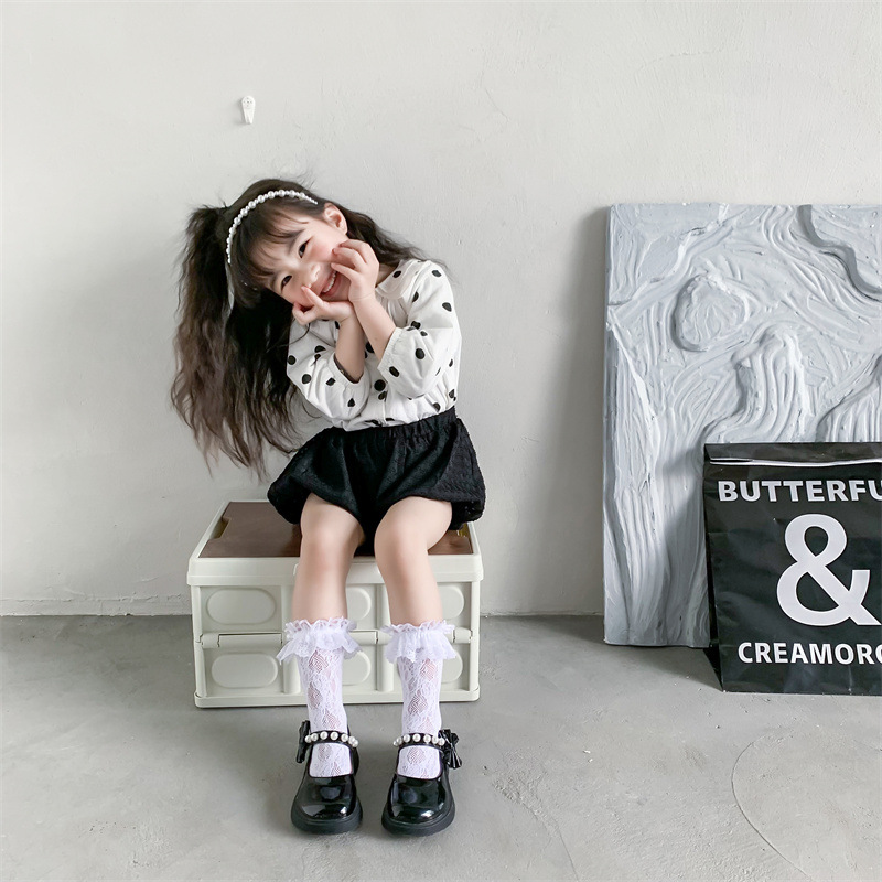 Girls socks Korean Lolita children's calf socks 2223 summer new mesh breathable lace JK socks