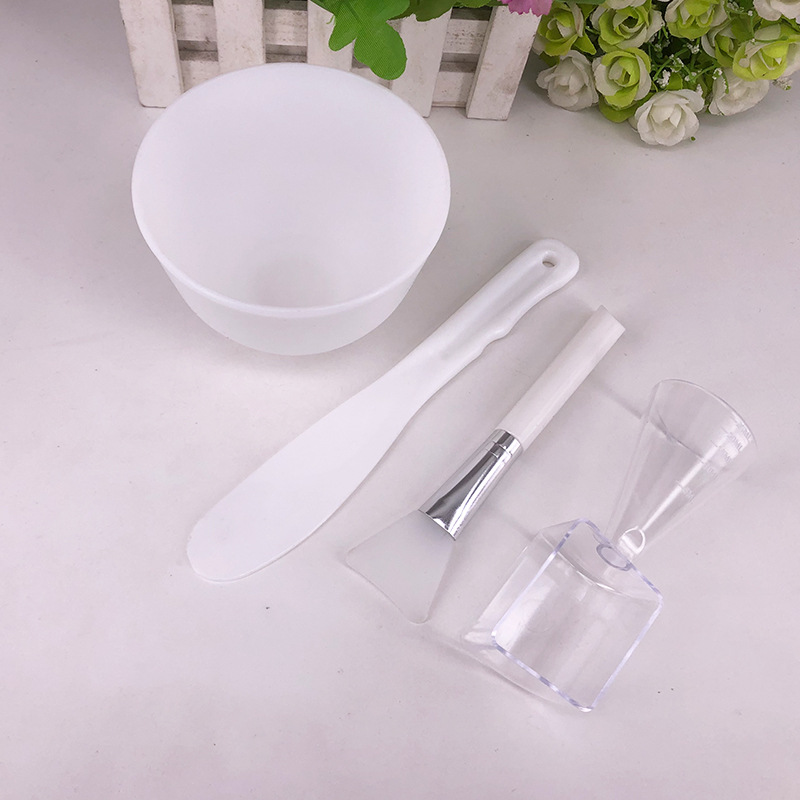 White Silicone Mask Bowl Set Soft Film Bowl Full Set Homemade Mask Tool Silicone Brush Soft Bowl Medium Large