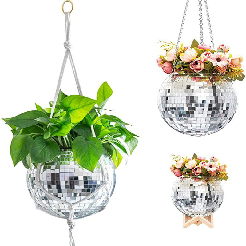 Cross -Bordder Disco Ball Flanter Disco Mircor указывает бассейн для цветочного горшка, висящий бассейн