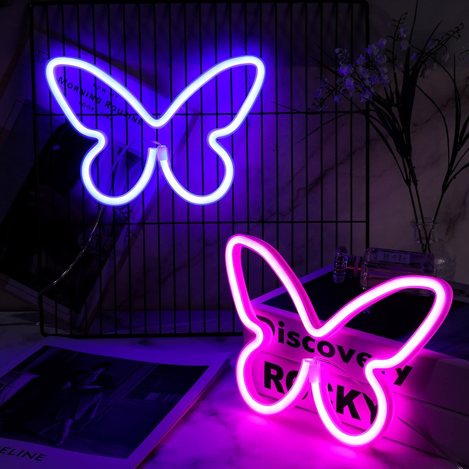 Neon LED modeling lights butterfly Amazon spot a generation of bedroom room wall decoration birthday gift