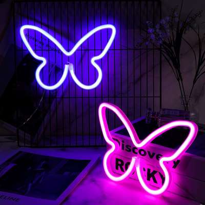 Neon LED modeling lights butterfly Amazon spot a generation of bedroom room wall decoration birthday gift