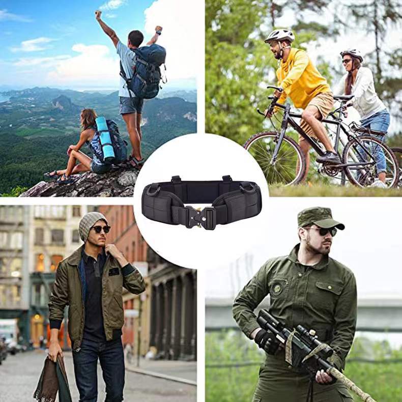Factory direct outdoor tactical belt CS waist belt accessory small bag black nylon metal buckle belt camouflage