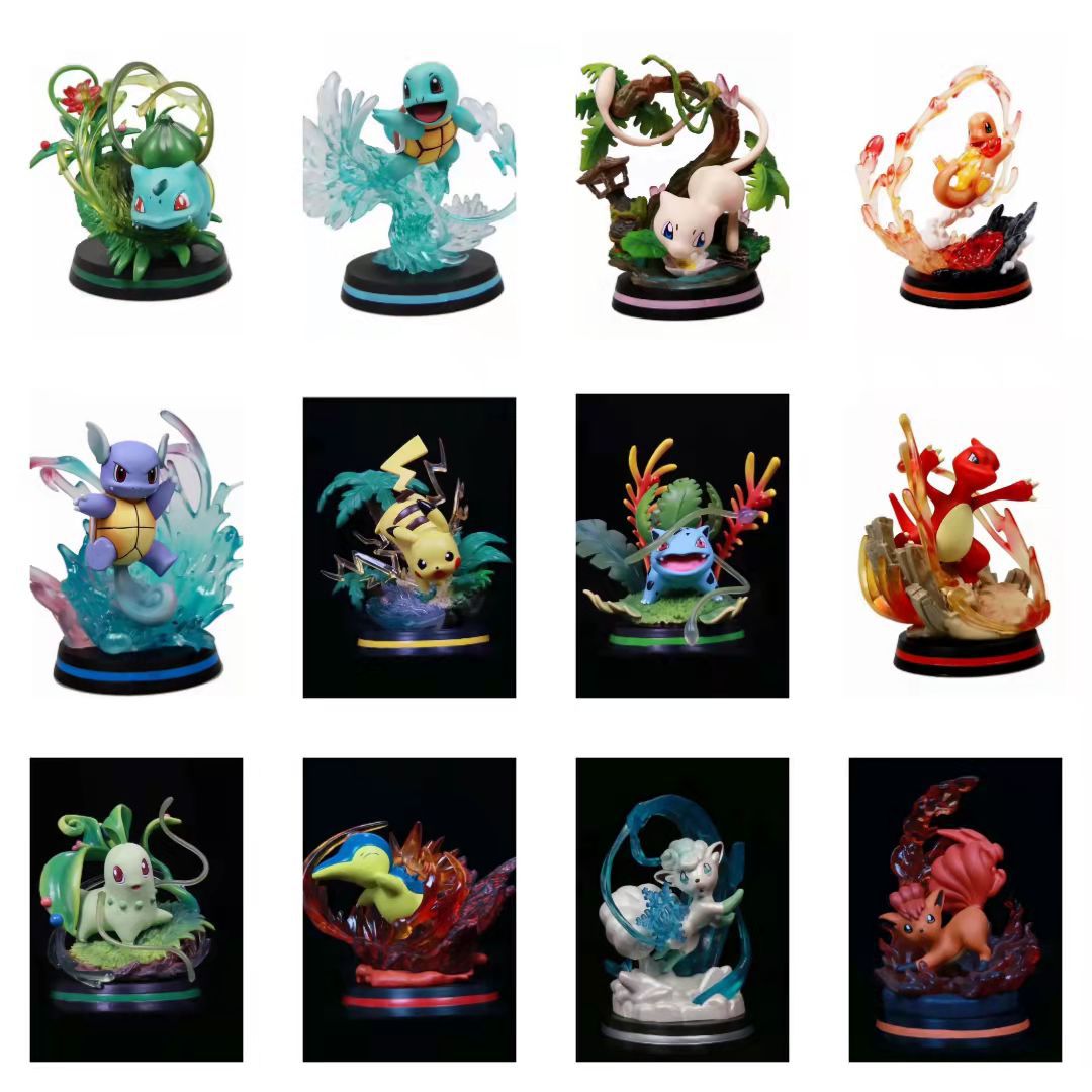 Pokemon Pokemon Little Fire Dragon Wonderful Frog Seed Jenny Turtle Scene Boxed Hand Doll Ornaments