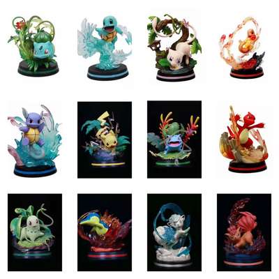 Pokemon Pokemon Little Fire Dragon Wonderful Frog Seed Jenny Turtle Scene Boxed Hand Doll Ornaments