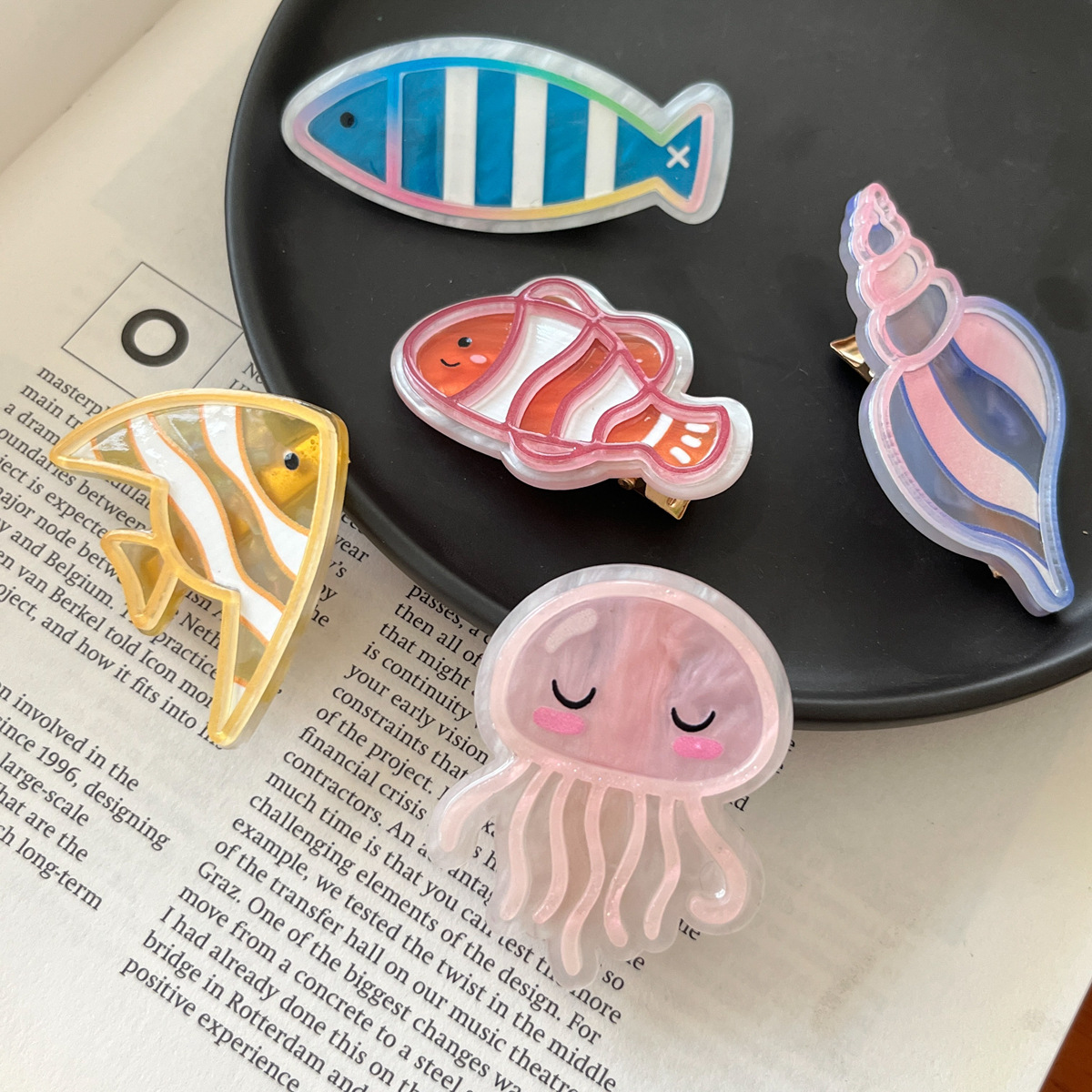 ocean series hairpin! Cute Little Fish Hairpin Starfish Dolphin Broken Hair Bangs Clip Girls' Side Clip Hair Accessories