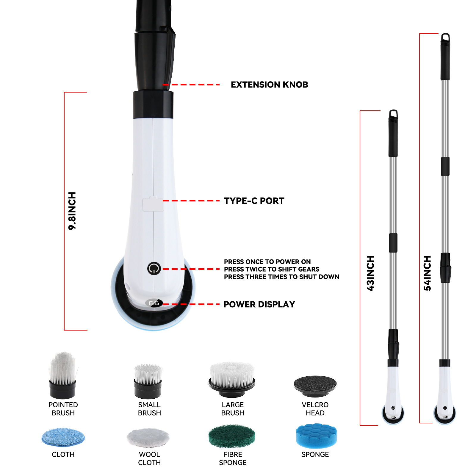 New multifunctional electric cleaning brush floor cleaning mop stove bathtub household appliances convenient electric cleaner