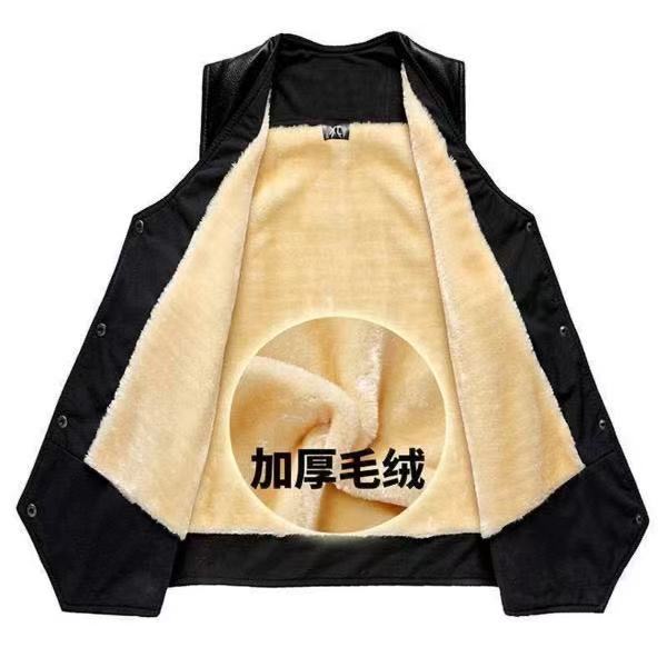 Leather Vest Men's Autumn and Winter Middle-aged and Elderly Warm Casual Vest for the Elderly Fleece-lined Thickened Cold-proof Dad's Waistcoat
