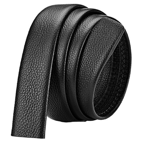 Factory wholesale unbuttoned belt men's first layer cowhide pants belt strip automatic buckle through dyed litchi pattern factory batch