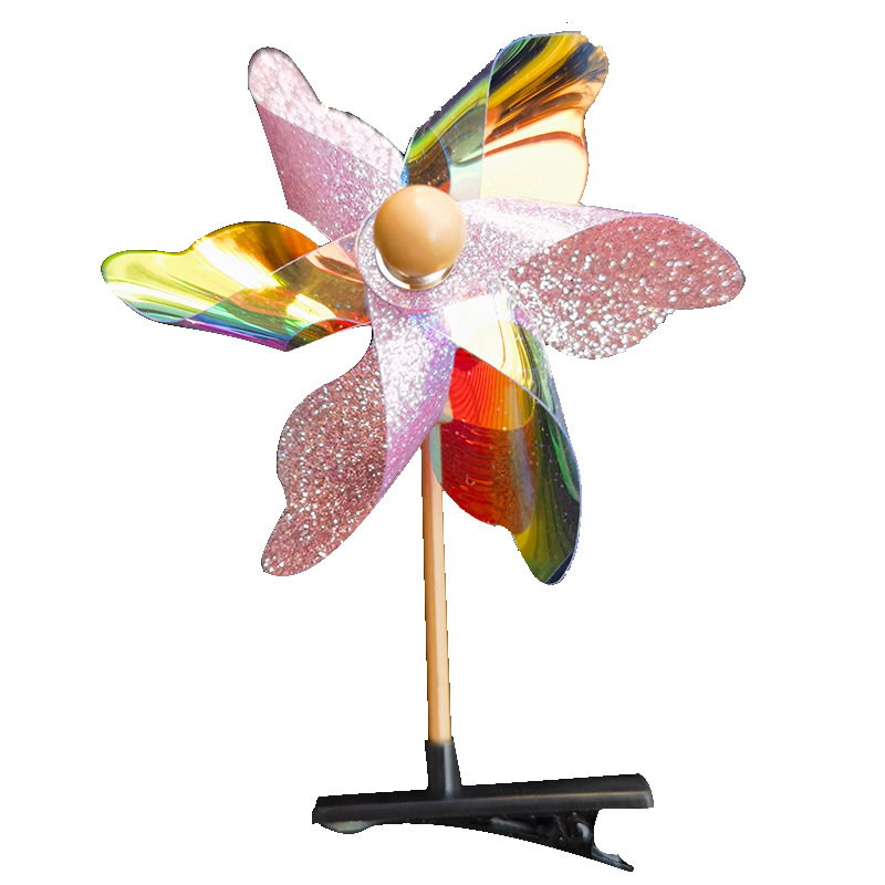 Shake the sound sequins laser rotating windmill hairpin children sell cute headdress hairpin push activities Small Gifts Wholesale