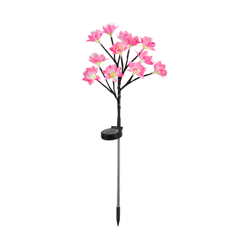Cross-border artificial flower solar floor lamp Camellia lamp outdoor waterproof garden lawn LED decorative lamp