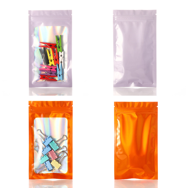 Color self-sealing bag holographic packaging bag jewelry laser bag self-sealing bag ins style high-level magic color plastic bag