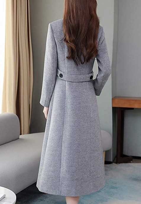 Autumn and Winter New Woolen Coat Thickened Large Size Foreign Trade Lapel Super Long Slim-fit Waist Jacket_voghion.com