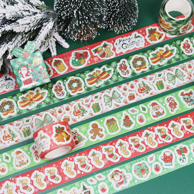卡通圣诞和纸胶带 ins风学生diy手账贴纸可爱少女圣诞节装饰素材
