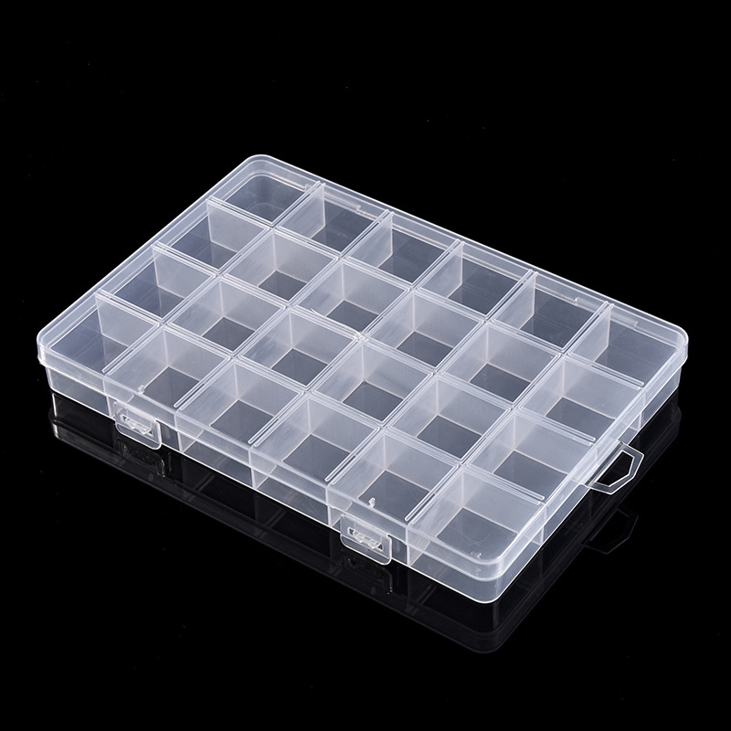 pp storage box transparent compartment plastic box jewelry parts hardware multi-grid stationery finishing packing box with lid empty box