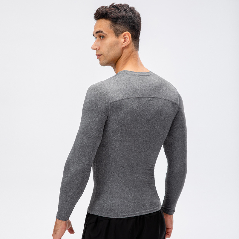 Men's Autumn and Winter New Sports Long-sleeved Outdoor Running Tight-fit Training T-shirt High Elasticity Quick-drying Fitness Suit 11515