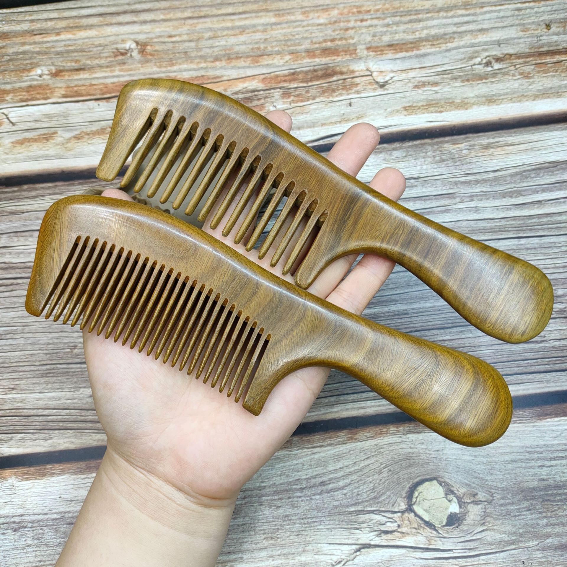 Green sandalwood comb factory direct 20cm massage straight hair comb curly hair comb free lettering logo creative comb