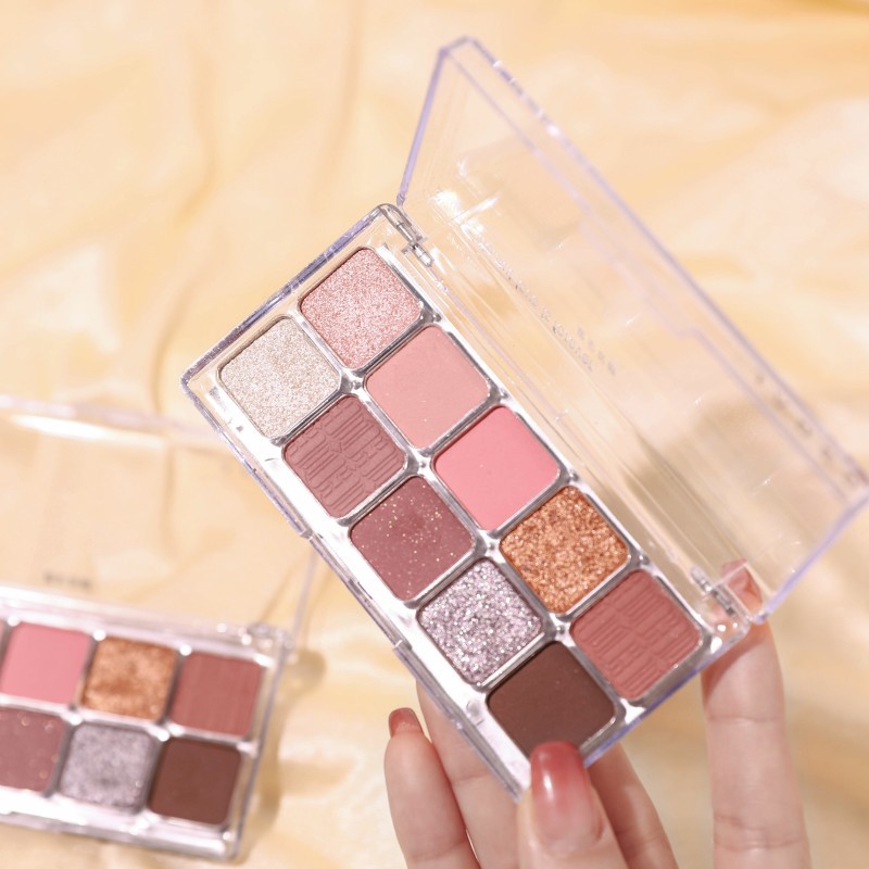 Low saturation cold Taro wisteria flower ten-color eye shadow plate pearlescent matte gray pink purple for beginners