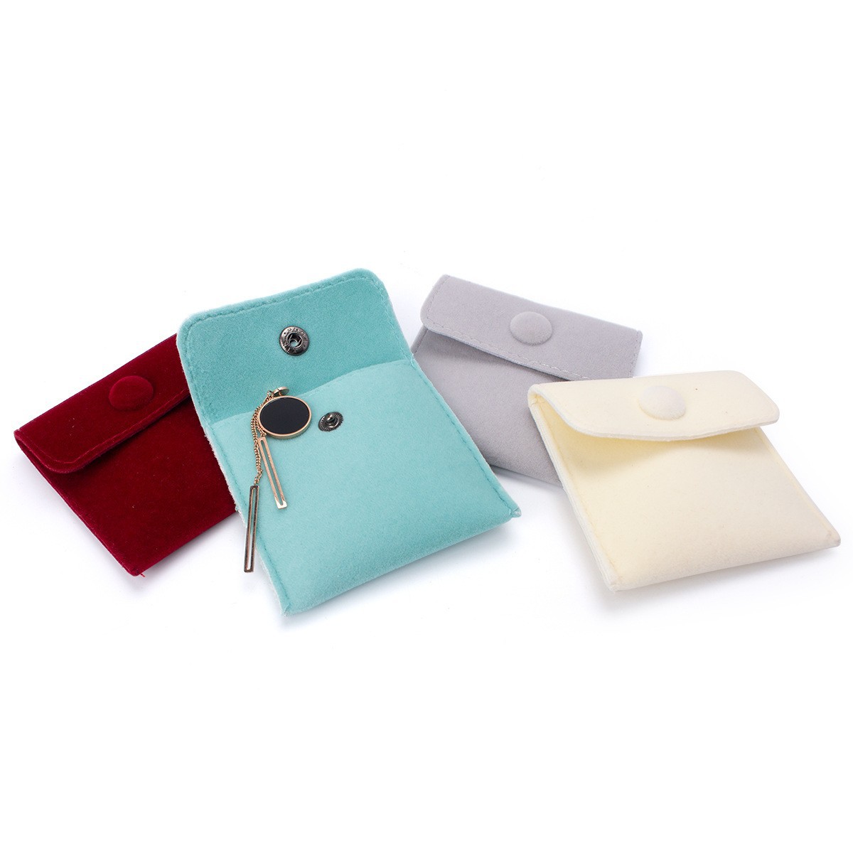New flannel snap bag gift bag flap bag solid color simple jewelry gift bag jewelry packaging bag wholesale