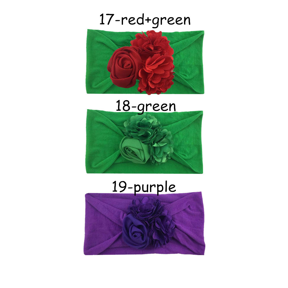 American hot sale soft nylon hair band chiffon flower wide headband fashion Children's combination headdress spot direct sale