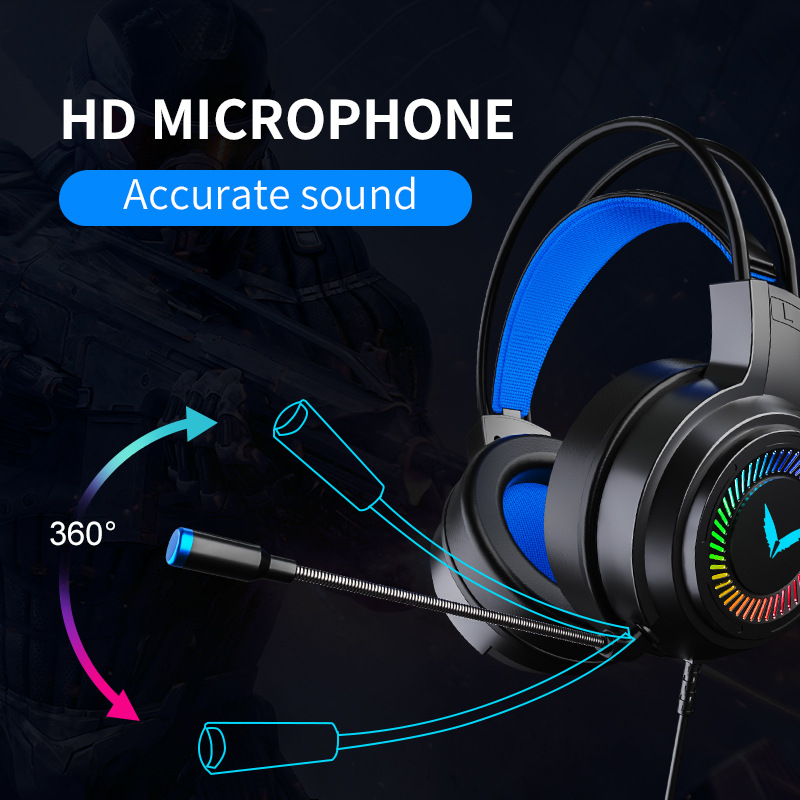 Kingster G60 Gaming Wired 7.1 Channel Computer Laptop Headset, PUBG Headset Over-Ear Gaming Headset