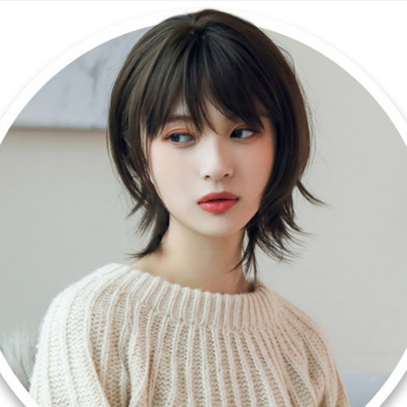 Wig for women with short hair, fashionable Internet celebrity style, handsome neutral high temperature silk short curly hair wig headgear manufacturer wholesale