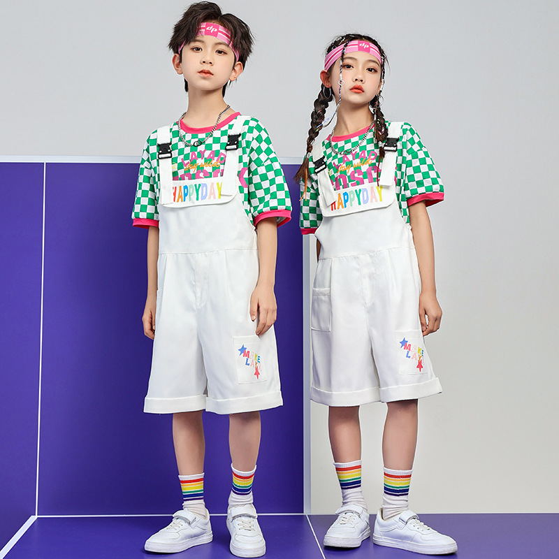 六一兒童演出服幼兒園背帶褲畢業照衣服街舞潮服男女童啦啦隊表演