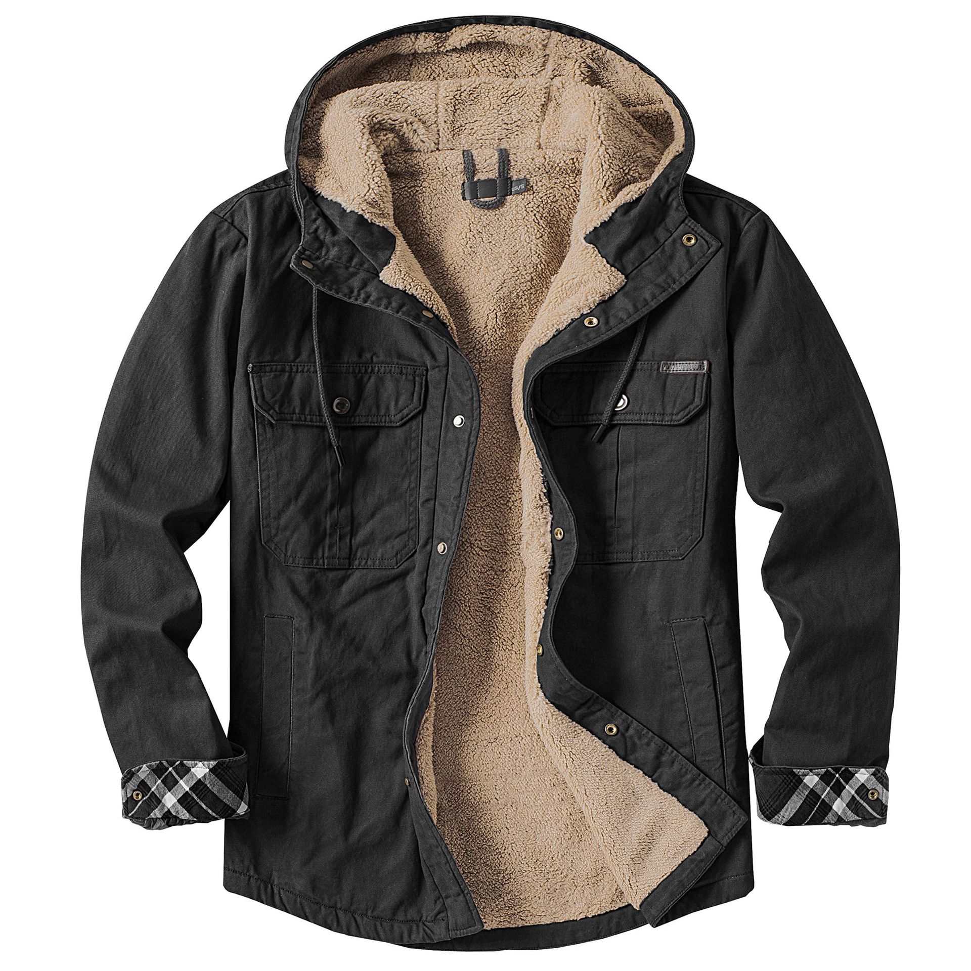 American size men's cotton casual fleece-lined long-sleeved shirt autumn and winter plus size thickened lambswool hooded jacket jacket