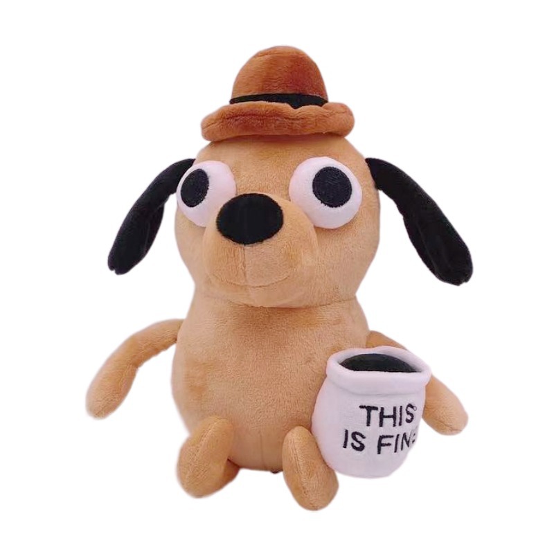Clearance This is Fine Dog Coffee Dog Plush Toy Wholesale Cute Doll Doll